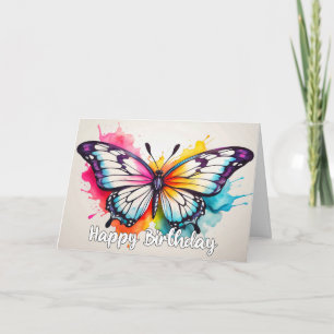  vlinderillustratie Happy Birthday Kaart
