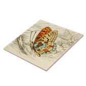  vlinderillustratie, Oranje en beige Tegeltje (Zijkant)