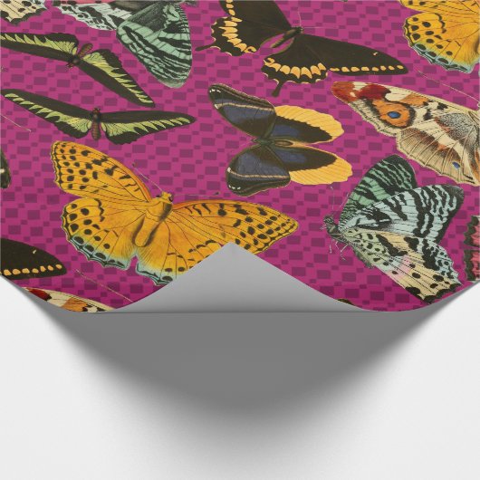  vlinderillustratie Paarse achtergrond Cadeaupapier (Hoek)