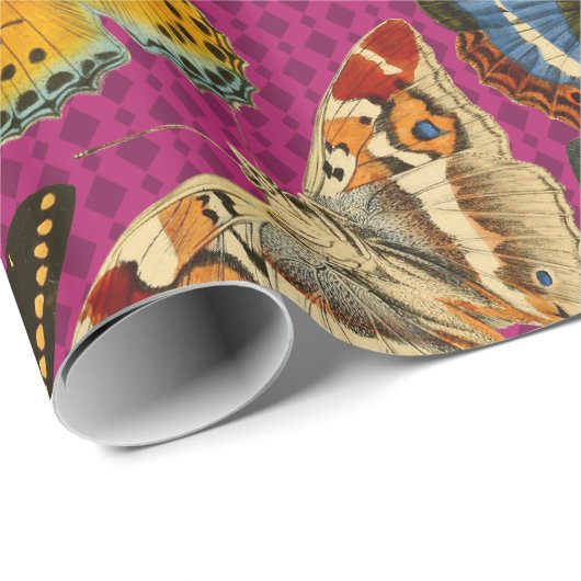 vlinderillustratie Paarse achtergrond Cadeaupapier (Rol Hoek)