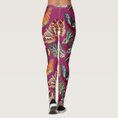  vlinderillustratie Paarse achtergrond Leggings (Achterkant)