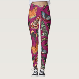  vlinderillustratie Paarse achtergrond Leggings