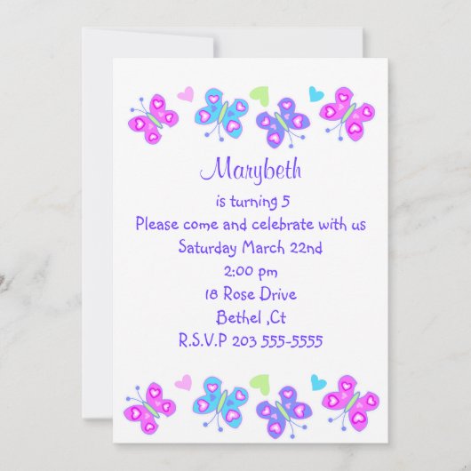 vlinderjarige uitnodiging (Voorkant)