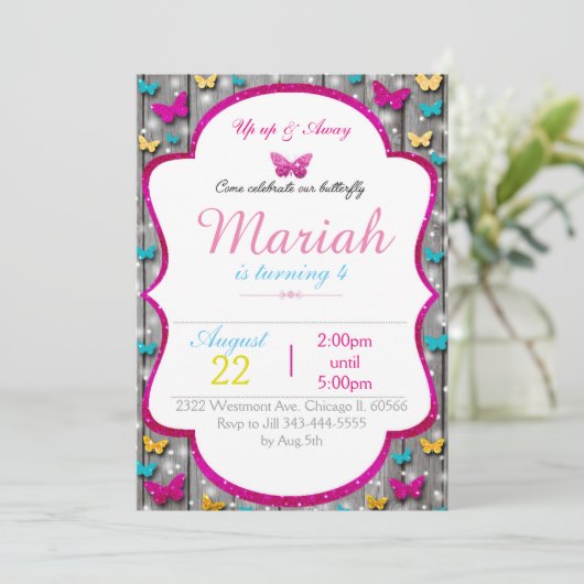 Vlinderjarige vlinder schattige houthonger kaart (Staand voorkant)