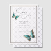 Vlinderjuweel blauw zilver save the date vellum uitnodigingen (Offset (Uitnodiging))