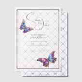 Vlinderjuweel paarse blauw save the date vellum uitnodigingen (Offset (Uitnodiging))