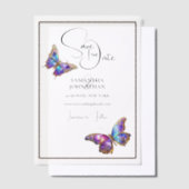 Vlinderjuweel paarse blauw save the date vellum uitnodigingen (Offset)