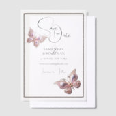 Vlinderjuweel roze zilver save the date vellum uitnodigingen (Offset)
