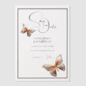 Vlinderjuweel sinaasappel Silver Save the date Vellum Uitnodigingen (Voorkant)