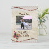 Vlinderkaart met kant en perkamentpapier bedankt (Staand voorkant)