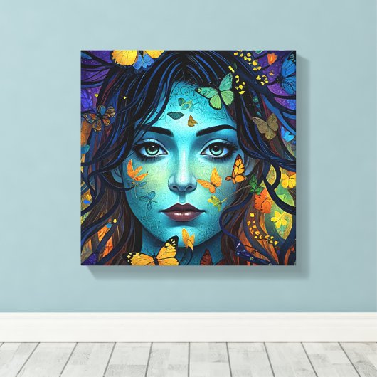 vlinderkamermeisje canvas afdruk (Insitu (Houten vloer))