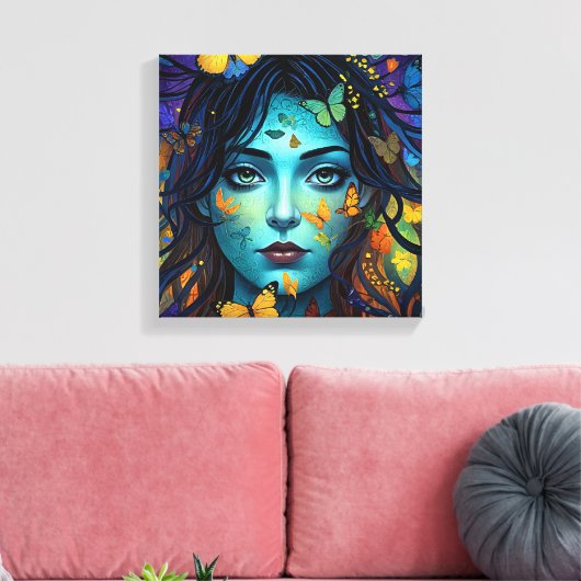 vlinderkamermeisje canvas afdruk (Insitu (Woonkamer))