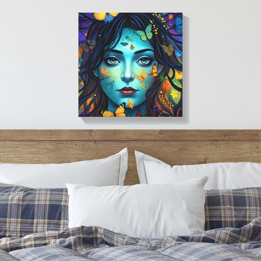 vlinderkamermeisje canvas afdruk (Insitu (Slaapkamer))