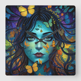 vlinderkamermeisje vierkante klok