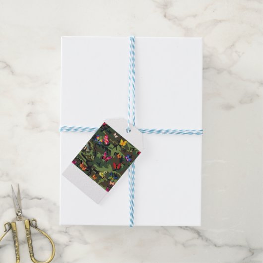 vlinderkamouflage cadeaulabel (Met Touw)