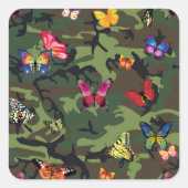 vlinderkamouflage vierkante sticker (Voorkant)