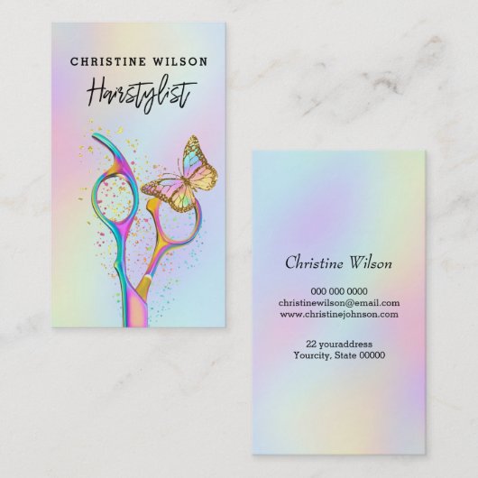 Vlinderkapper schaar logo visitekaartje (Voorkant / Achterkant)