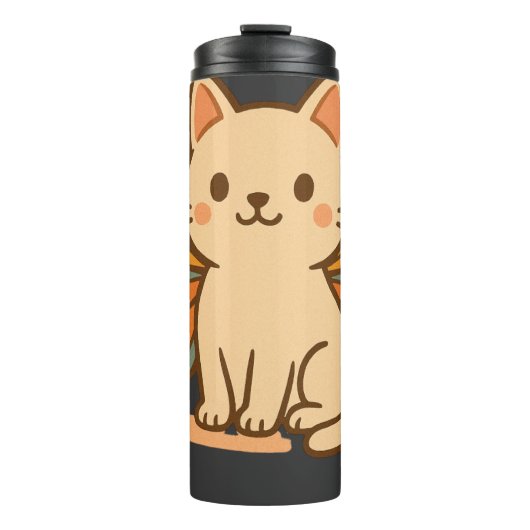 Vlinderkat – Cute Pastel Kawaii Dier Thermosbeker (Voorkant)