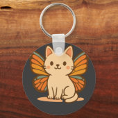 Vlinderkat – Mooie Pastel Kawaii Dier Sleutelhanger (Voorkant)