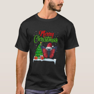 Vlinderkerstboom verlicht grappige kerstboter t-shirt