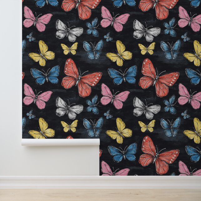 Vlinderkleurig Insect Collectie Patroon Behang (Applicatie)