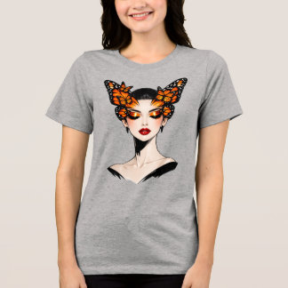 Vlinderkoningin Vrouwelijke Kunstontwerp Tri-Blend Shirt