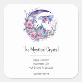 Vlinderkristallen Halve maanbloemen Spiritueel Vierkante Sticker