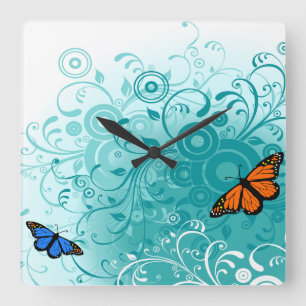 Vlinderkunst 2 wandklokken & numerieke opties