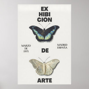 Vlinderkunstprint 1971 Madrid tentoonstellingspost Poster