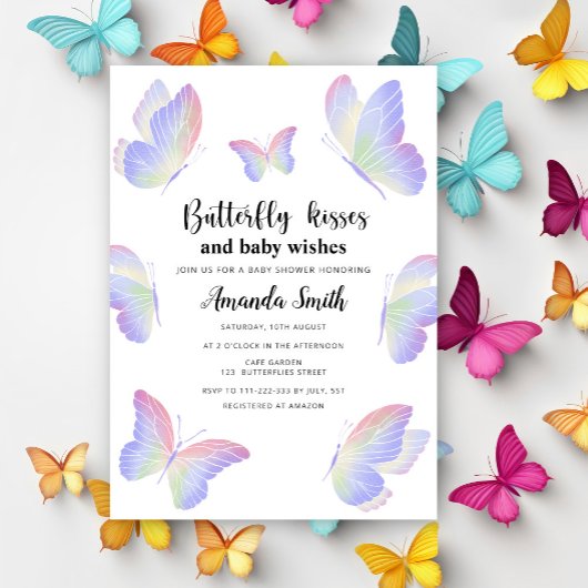 Vlinderkusjes baby shower kaart