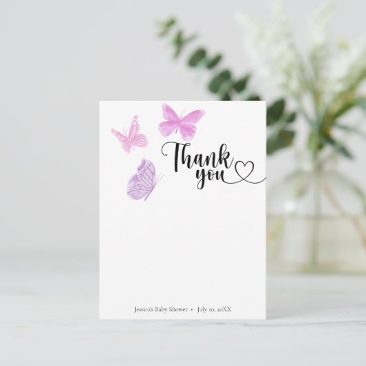 Vlinderkusjes Dank Je Briefkaart (Staand voorkant)