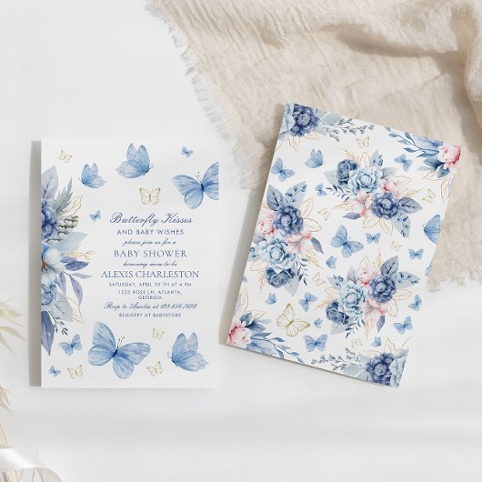 Vlinderkusjes en babywensen Jongens babyfeestje Kaart