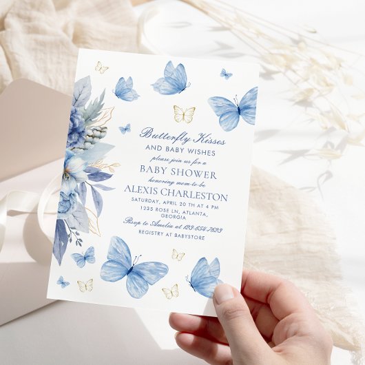 Vlinderkusjes en babywensen Jongens babyfeestje Kaart