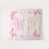 Vlinderkusjes en babywensen Meisje Baby Shower Wandkleed (Voorkant (horizontaal))