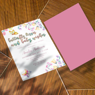 Vlinderkusjes en babywensen Roze babyshower Kaart