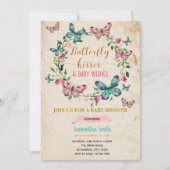 Vlinderkusjes en verjaardagswensen uitnodiging (Voorkant)