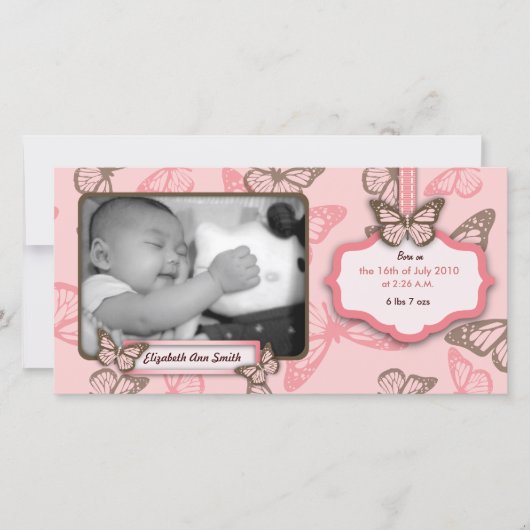 Vlinderkusjes Fotokaart Aankondiging (Voorkant)