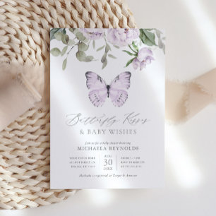 Vlinderkusjes Paarse Bloem Meisje Baby Shower Kaart