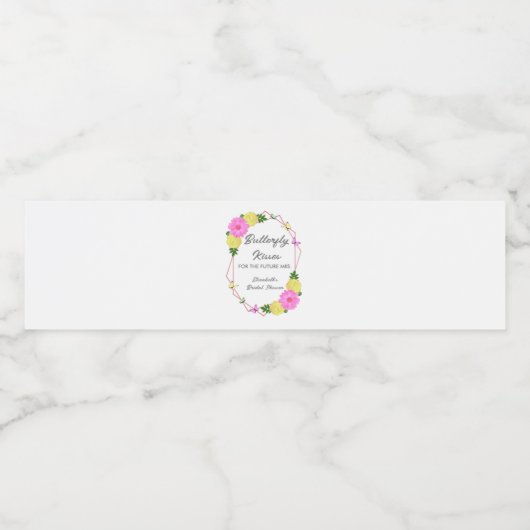 Vlinderkusjes voor de toekomstige bruid op haar br waterfles etiket (Enkel label)