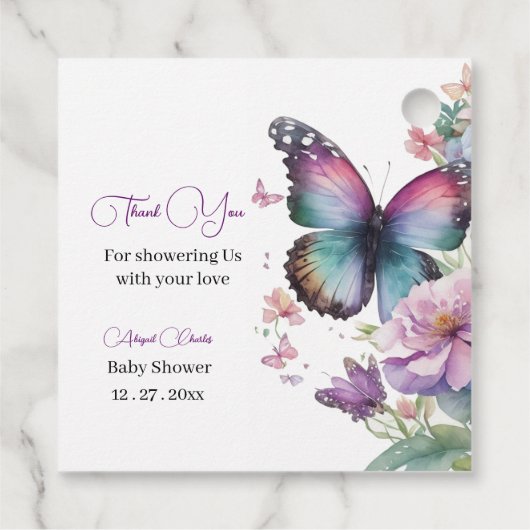 Vlinderkussen & Baby wensen Bedankjes Labels (Achterkant)