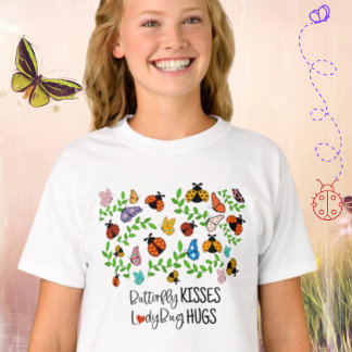 Vlinderkussen, lieveheersbeestje knuffelt Kinder T-shirt