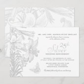 Vlinderlelies Zilveren 25-jarig huwelijksjubileum Kaart (Voorkant / Achterkant)