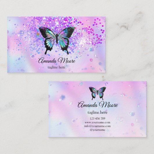 vlinderleven schoonheidssalon nagelsalon make - up visitekaartje (Voorkant / Achterkant)