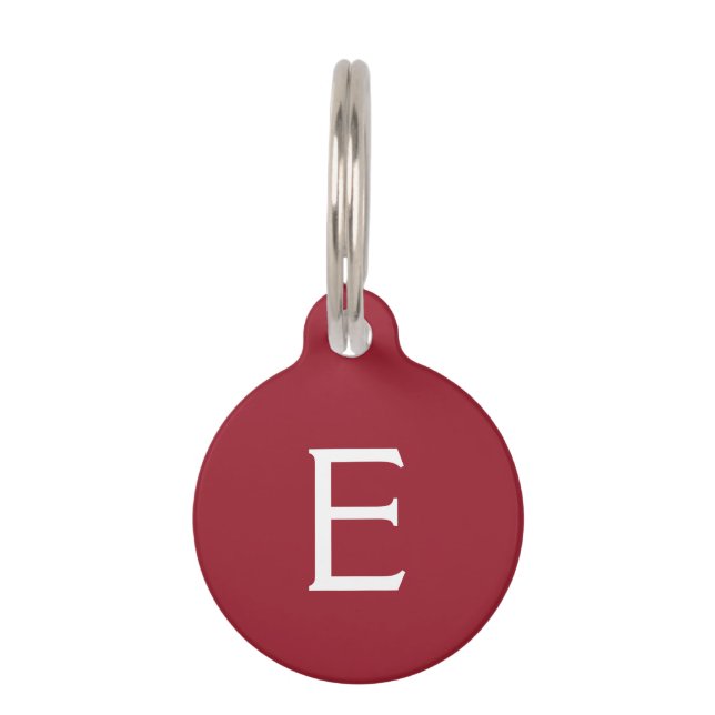 vlinderliefde | Effen Kleur Rood 4 Persoonlijk Huisdierpenning (Voorkant)