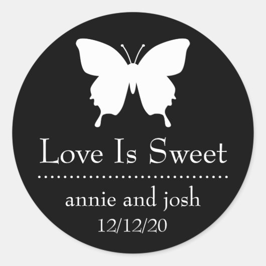 Vlinderliefde is zoete etiketten (zwart) (Voorkant)