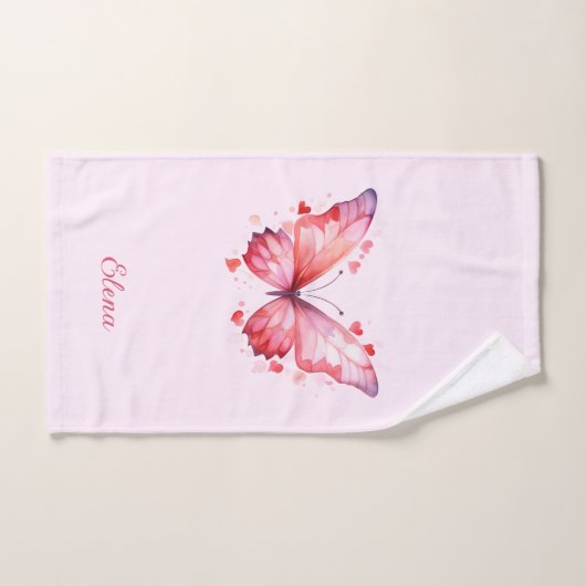 vlinderliefde | Vrouwelijk | Aangepaste naam Handdoek (Handdoek)