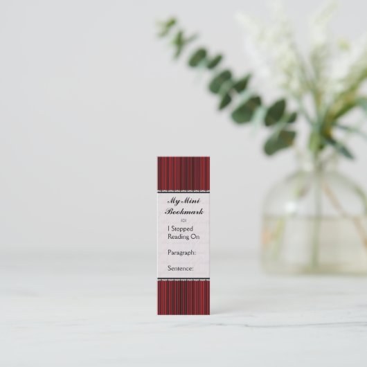 vlinderliefde | Zwarte rode strepen decoratief Mini Visitekaartje (Staand voorkant)