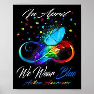 Vlinderlint In april dragen we blauw Autisme bewus Poster