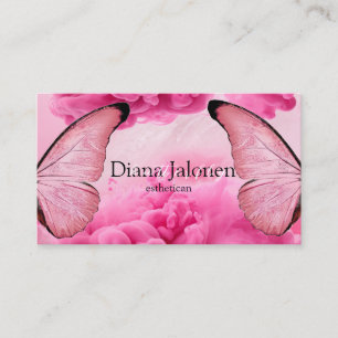 vlinderlogo op namaak roze glans visitekaartje