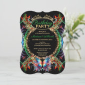 Vlindermagie Kleurrijke Fractale Glitter Verjaarda Kaart (Staand voorkant)